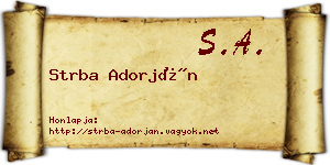 Strba Adorján névjegykártya